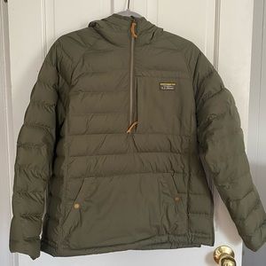 Llbean Olive Green Down Pullover Jacket
